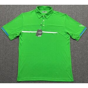 Callaway Polo Shirt Mens Large Fern Green Blue Stripe Performance Golf NWT‎